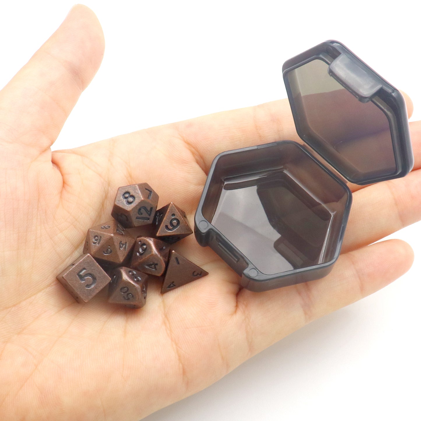 Haxtec Mini Metal Dice Set D&D 10mm Mini Dice with Portable Dice Case