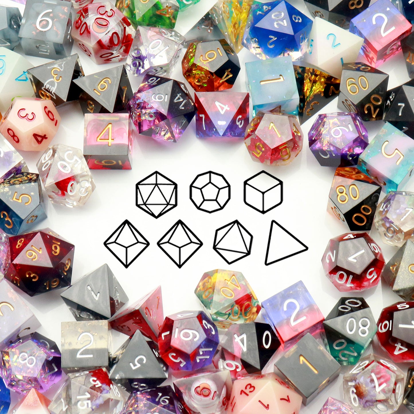Assorted Mystery Sharp Edge Dice Set Misfit 7PCS Polyhederal Dice Set with Dice Case Random Dice
