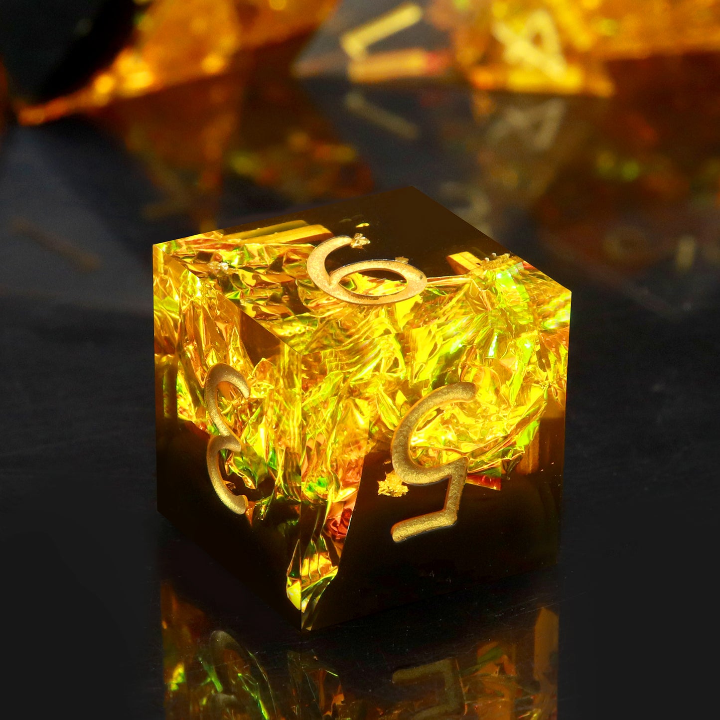 Haxtec Sharp Edge Dice Set DND Dice D&D Dice for Dungeons and Dragons Gift-Fire Galaxy