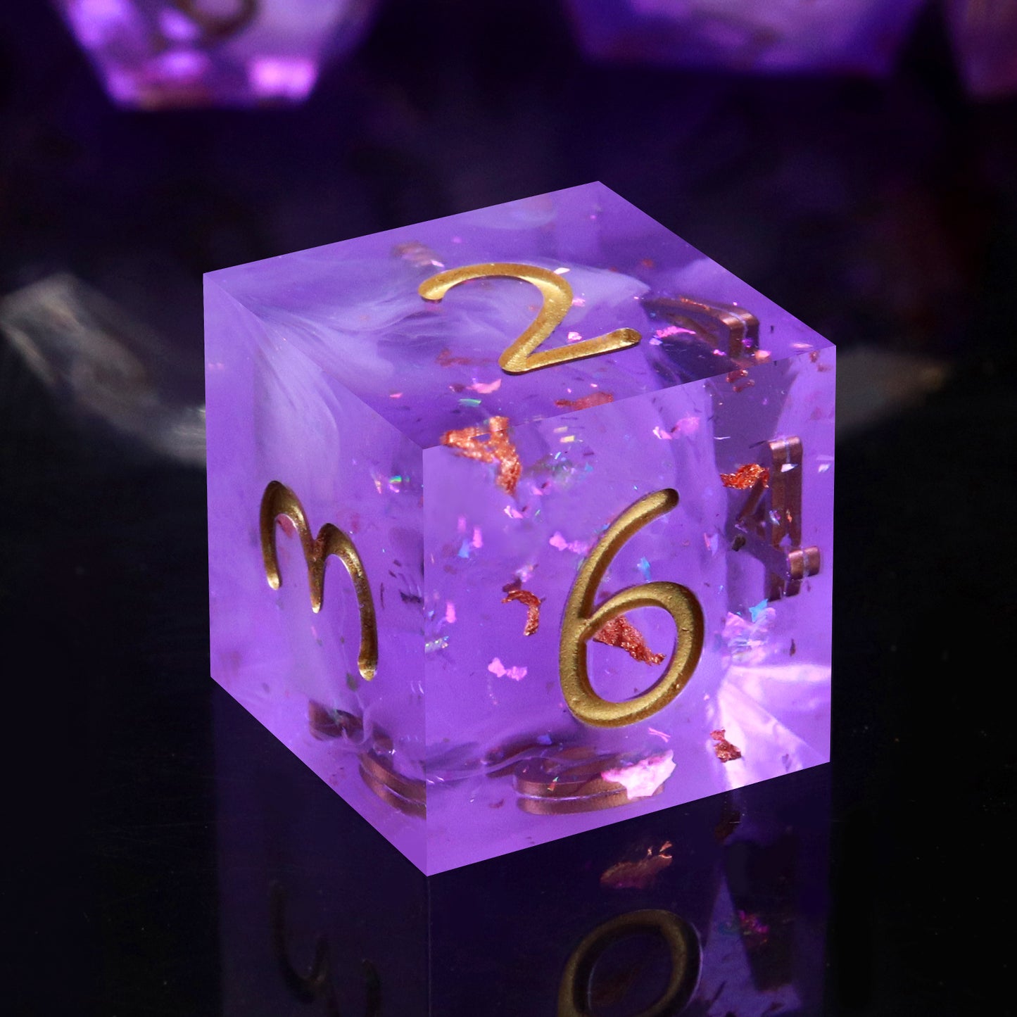 Sharp Edge Dice Set Purple DND Resin Dice Set with Dice Case-Purple Nebula