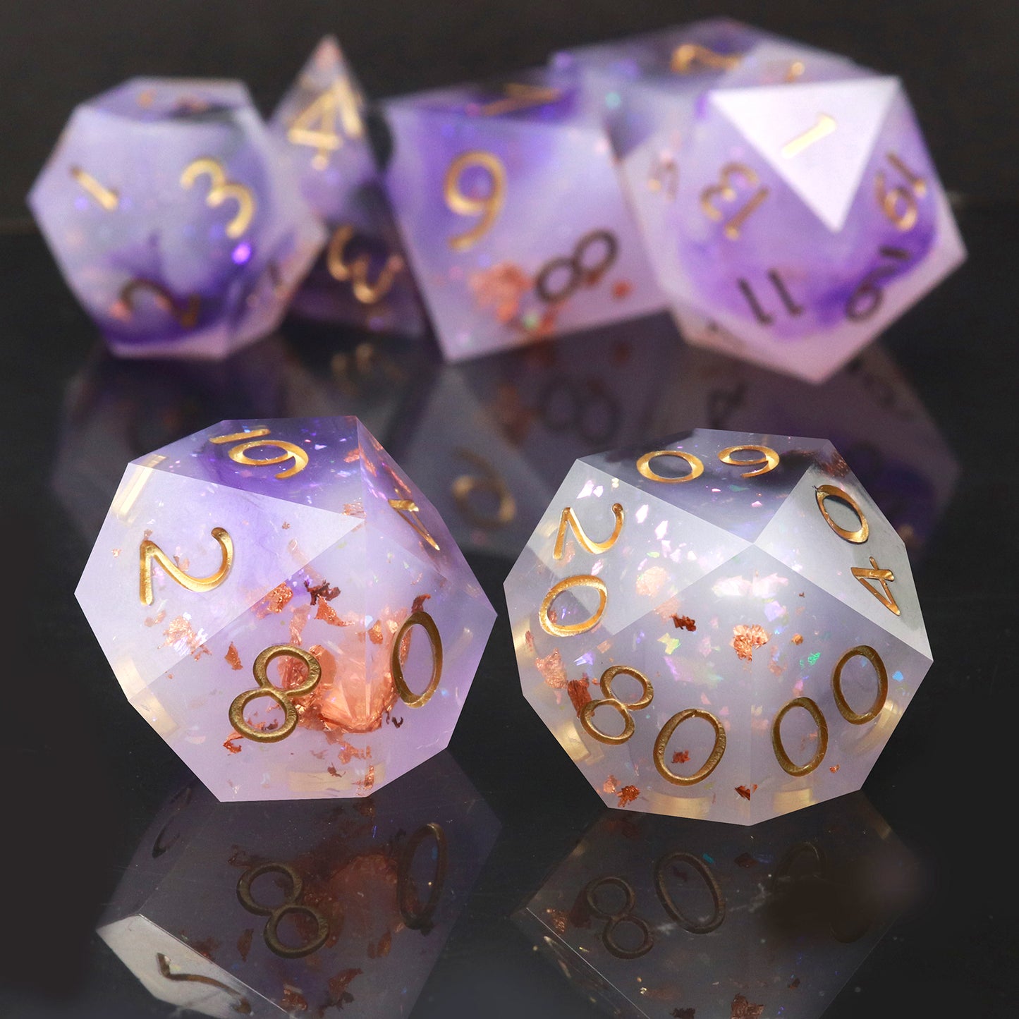 Haxtec Sharp Edge Dice Set DND Dice D&D Dice for Dungeons and Dragons Gift- Nebula