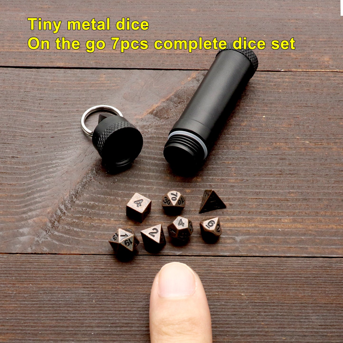 Haxtec 3Pack Mini Metal Dice Set D&D for DND Game with Metal Keychain Dice Case Antique Metal Dice