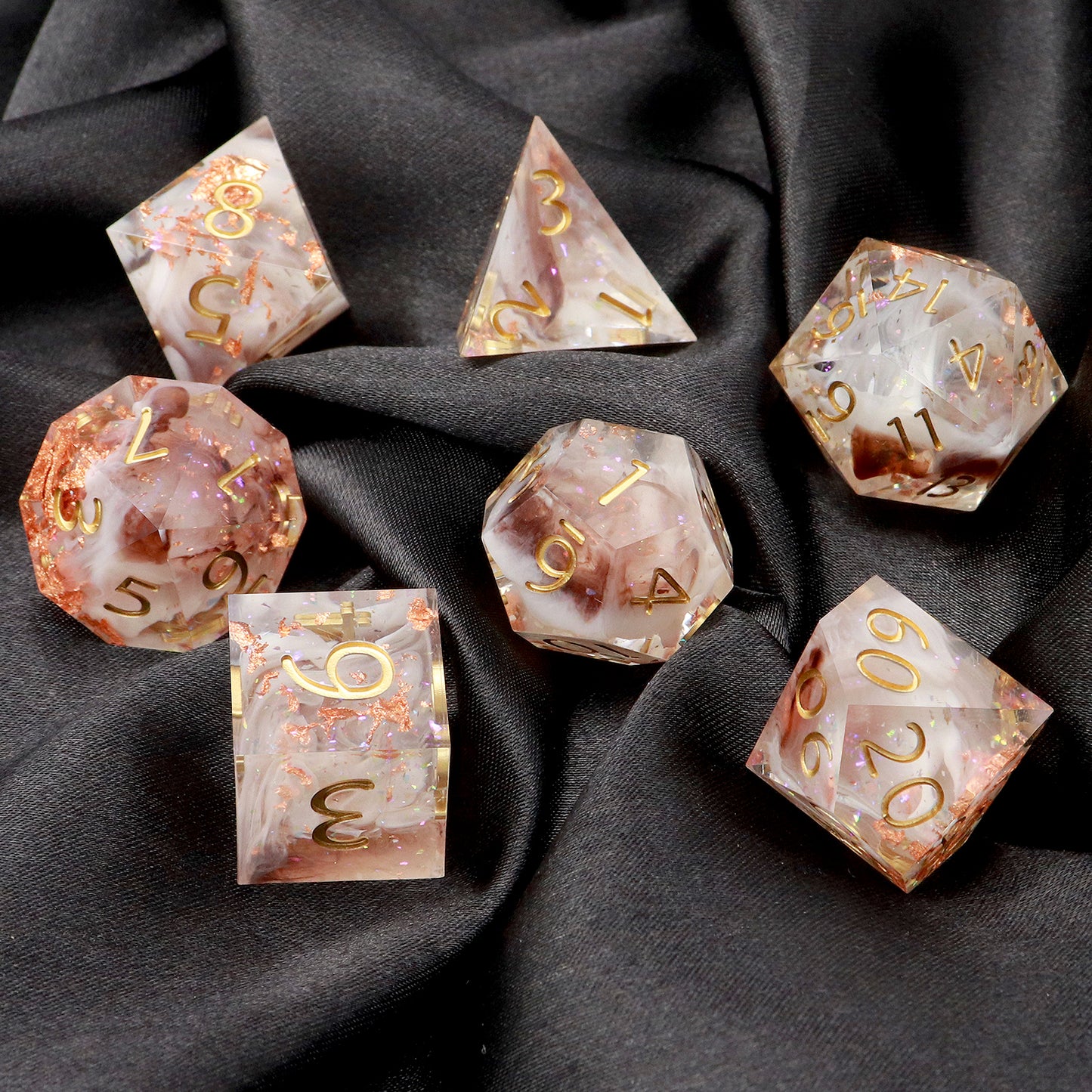 Haxtec Sharp Edge Dice Set DND Dice D&D Dice for Dungeons and Dragons Gift-Fairy Dust