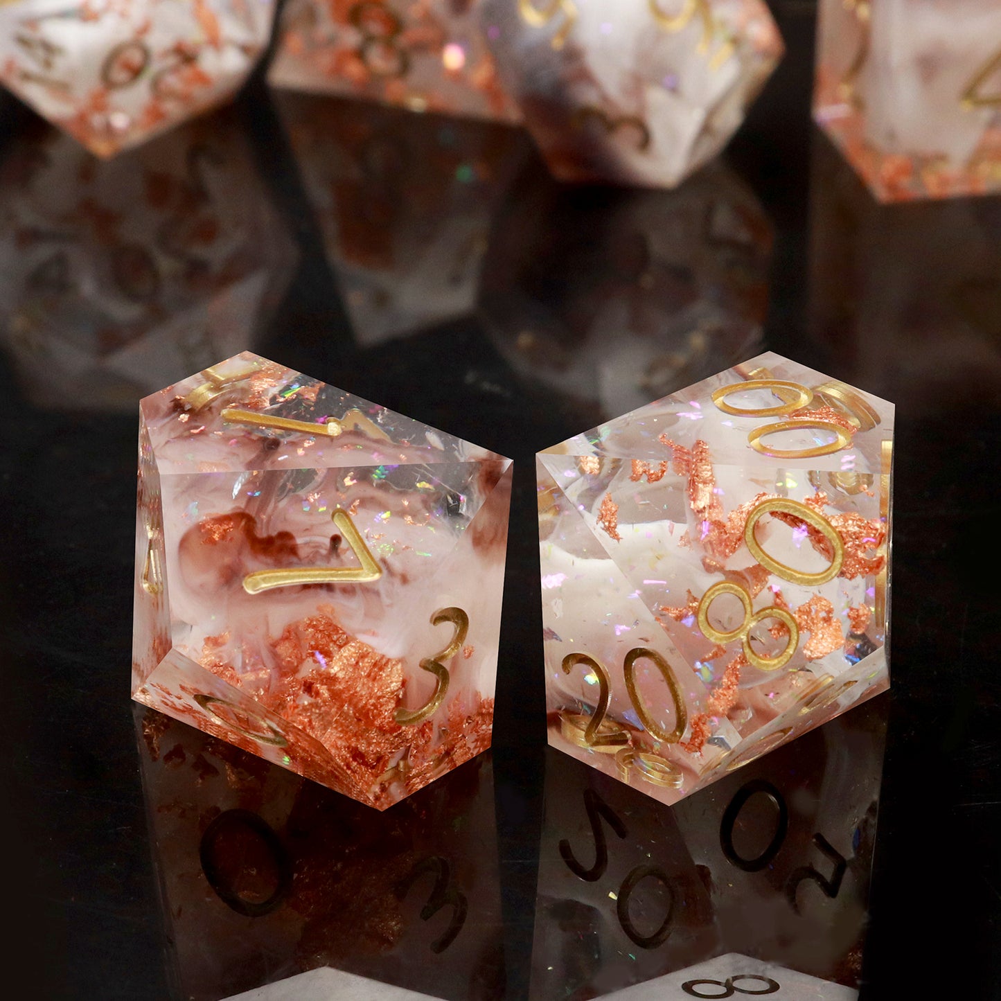 Haxtec Sharp Edge Dice Set DND Dice D&D Dice for Dungeons and Dragons Gift-Fairy Dust