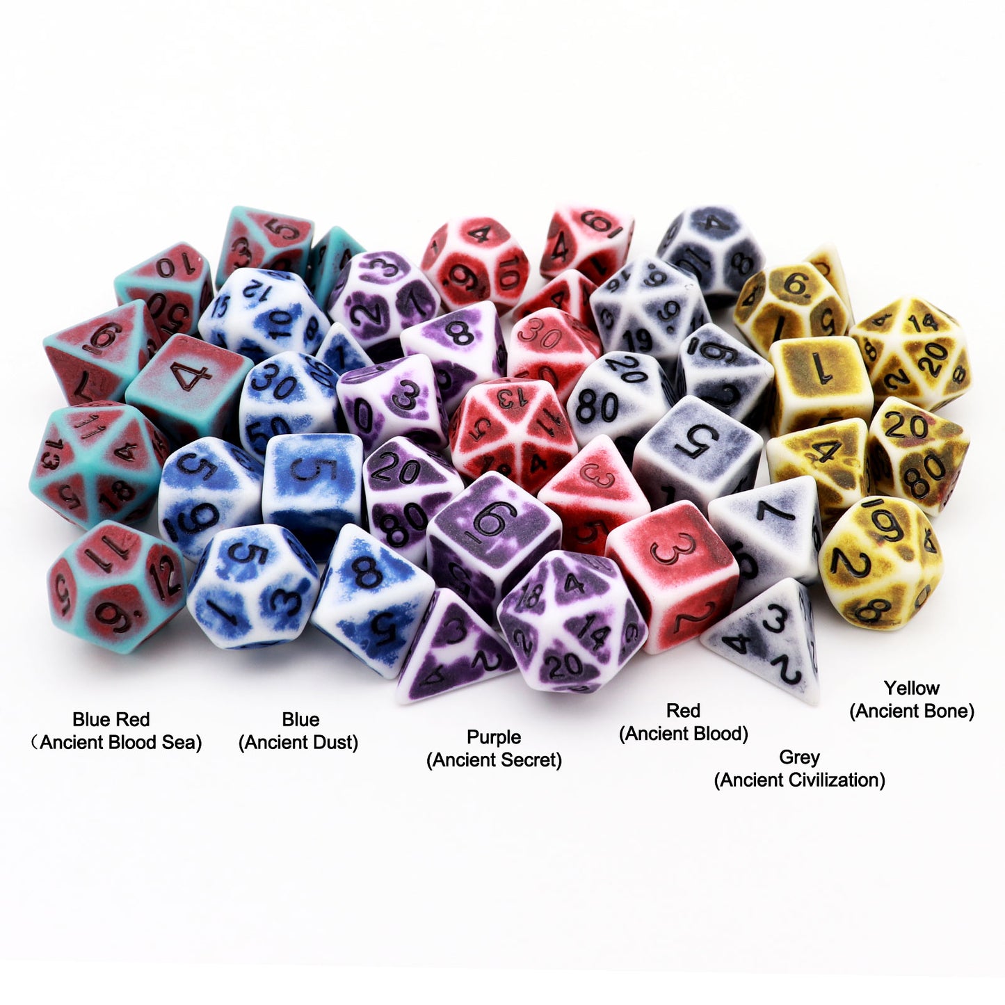 Haxtec Antique DND Dice Set Ancient Blue