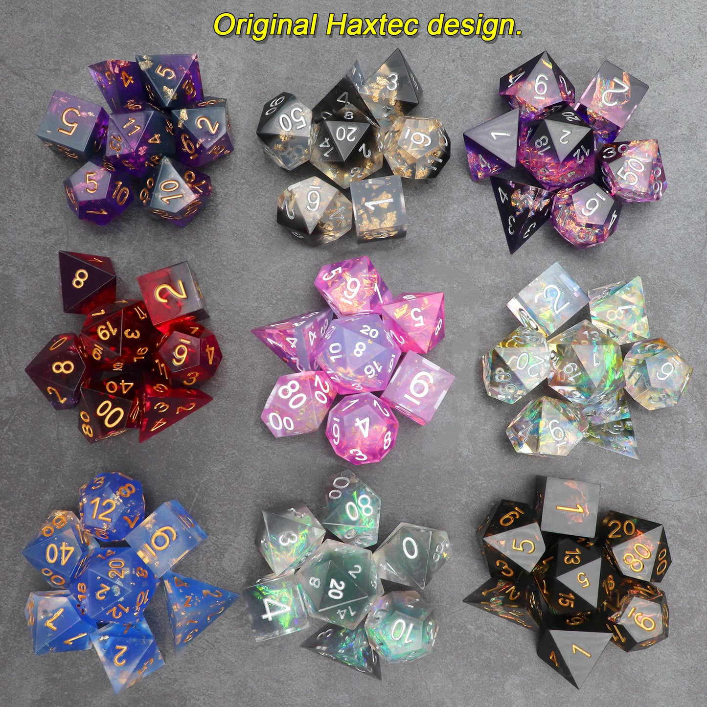 Mystery Sharp Edge Dice Set 7PCS Polyhederal Dice Set with Dice Vault