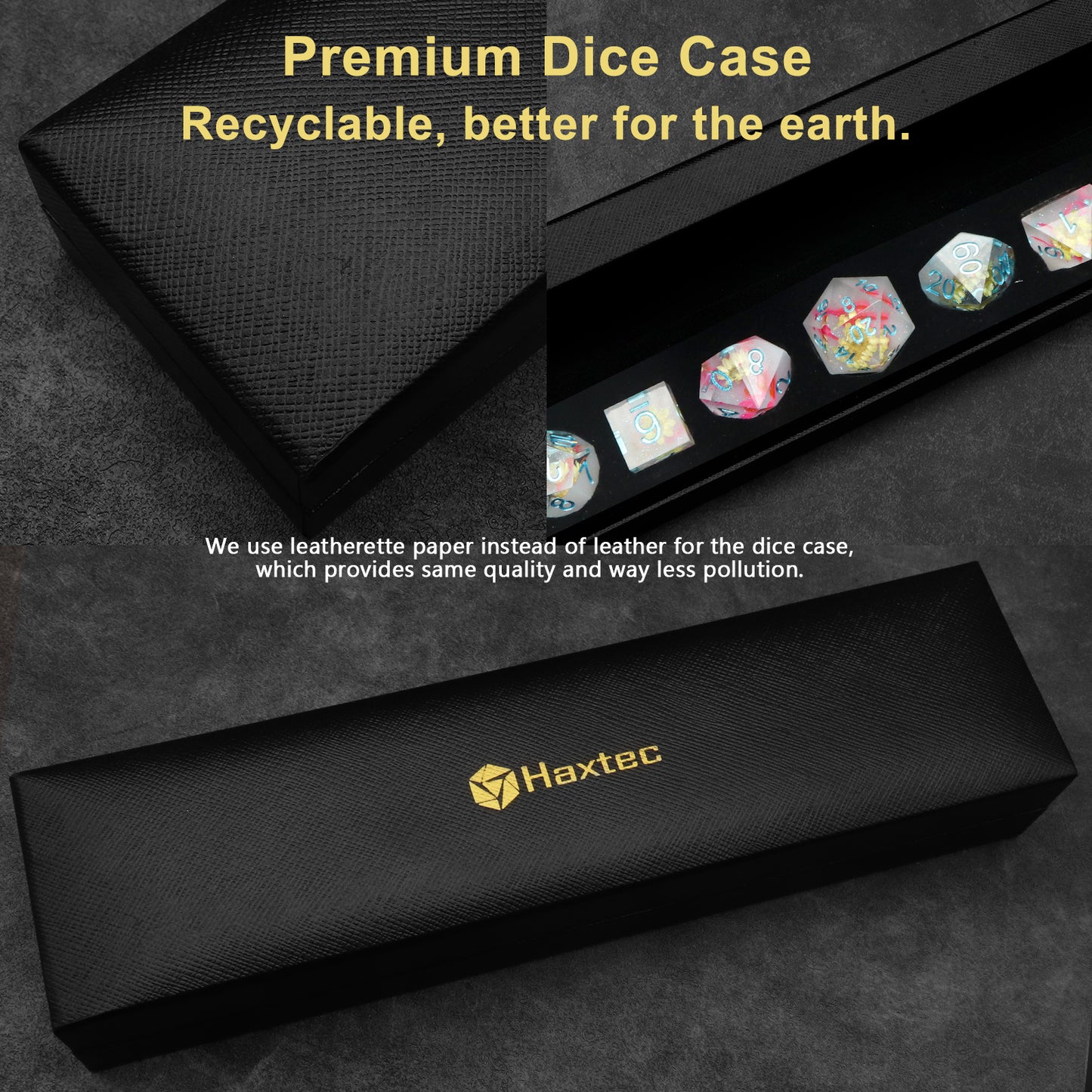 Haxtec Sharp Edge DND Dice Flower Resin Dice Set with Dice Case