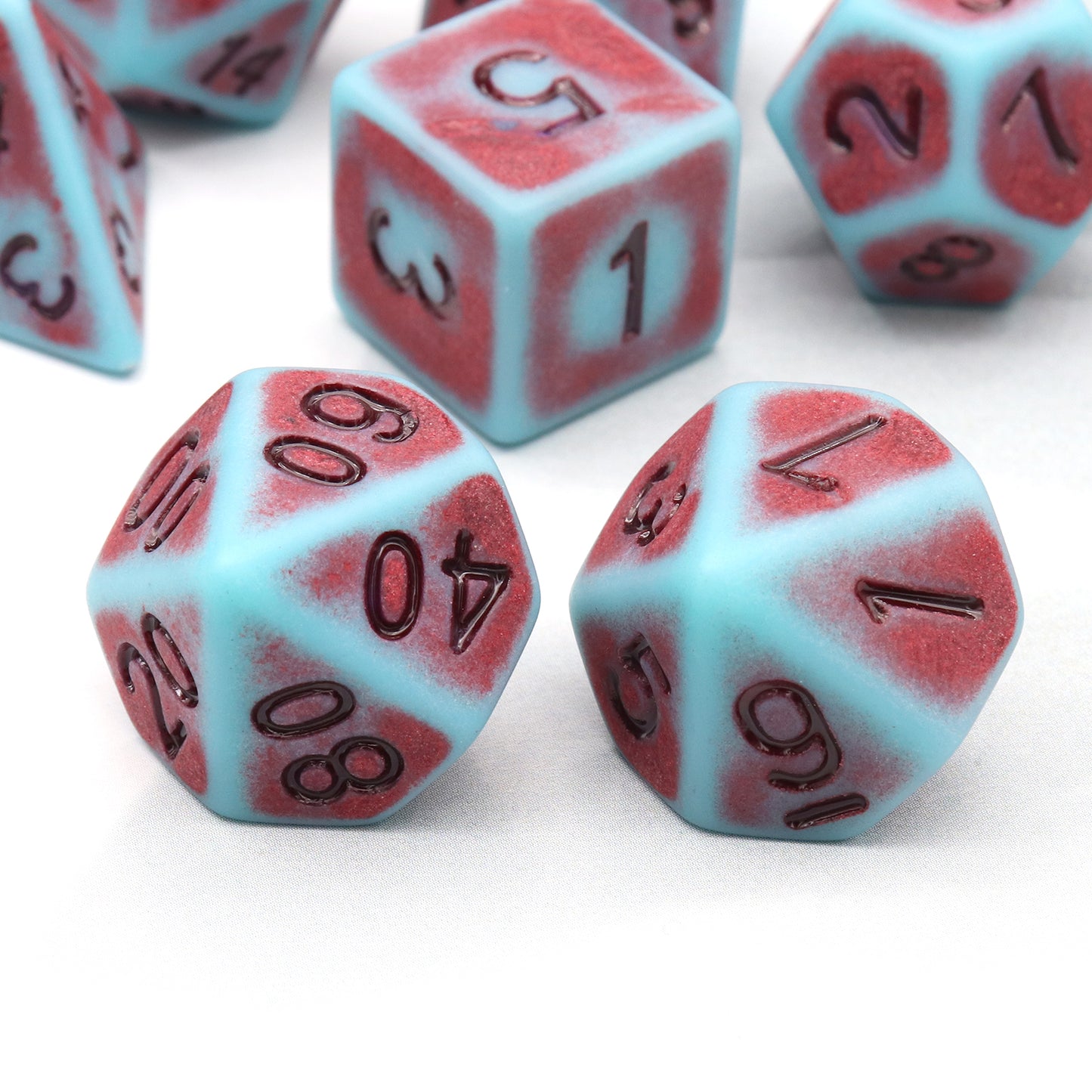 Haxtec Ancient DND Dice Set Ancient Blue Red Numbers