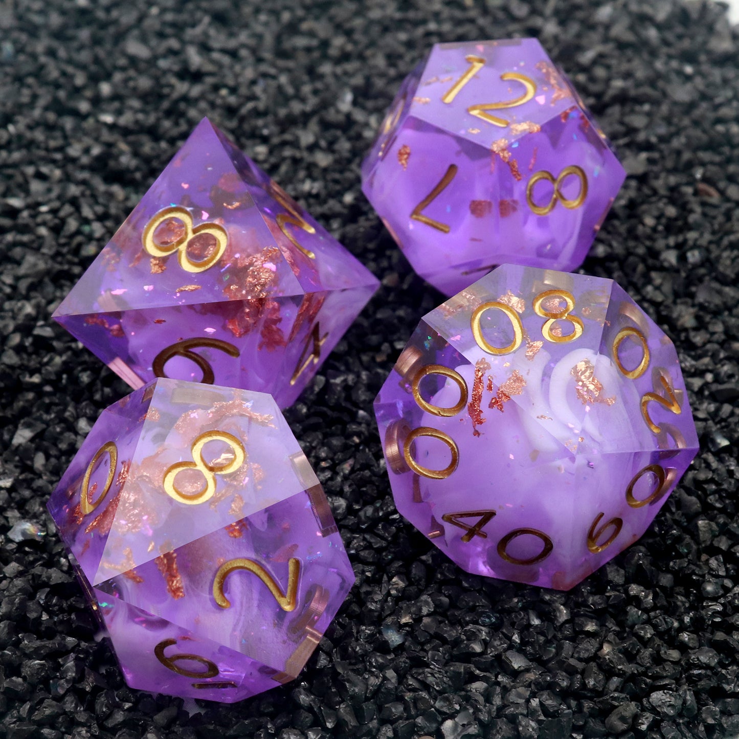 Sharp Edge Dice Set Purple DND Resin Dice Set with Dice Case-Purple Nebula