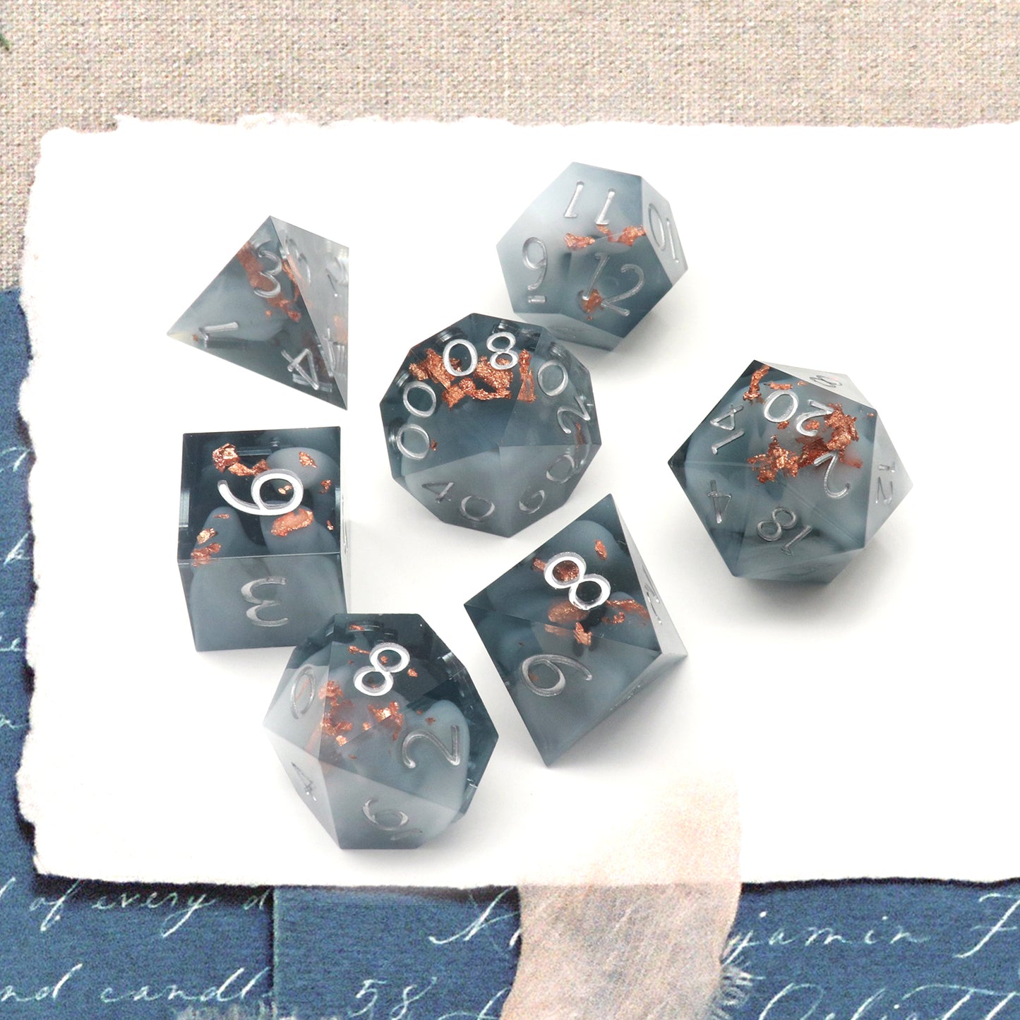 Haxtec Sharp Edge Dice Set Black White Swirl DND Dice D&D Dice for Dungeons and Dragons Gift-Shadow Dance