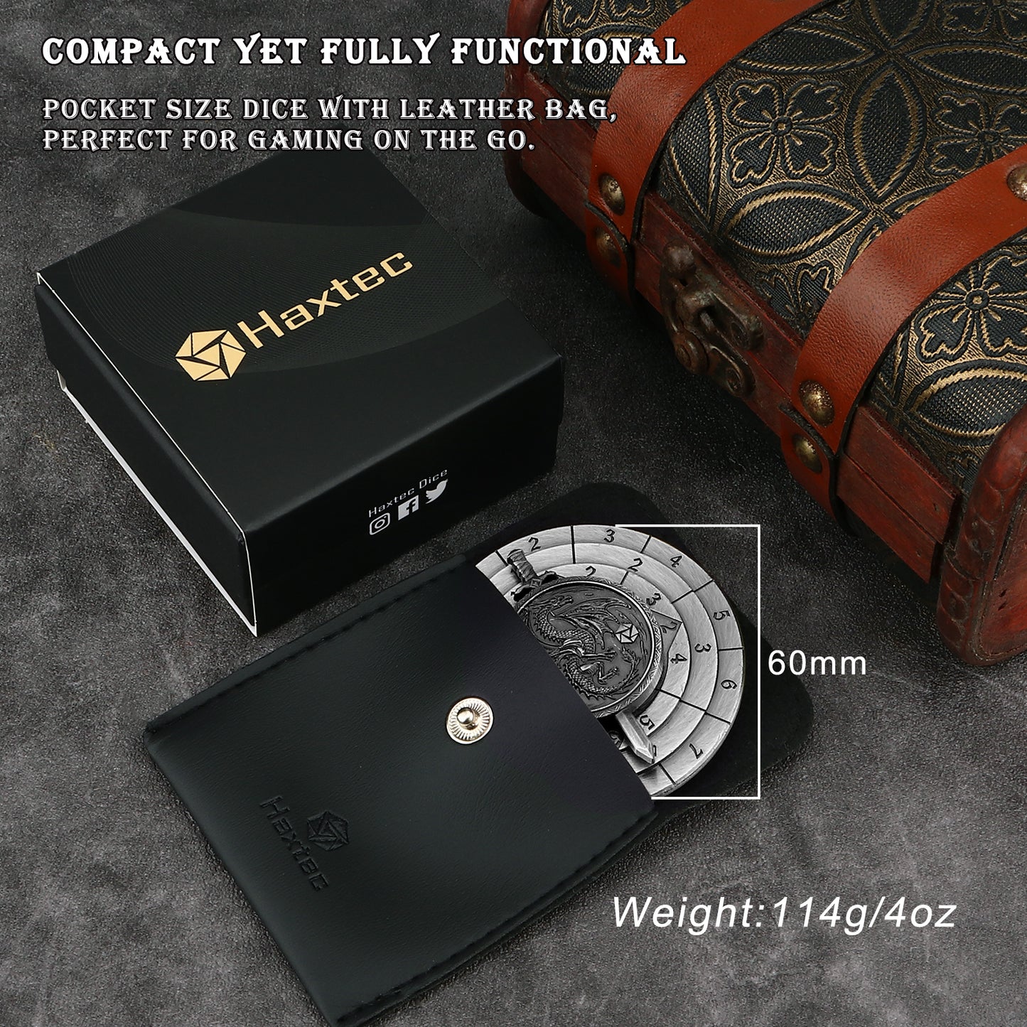 Spinner Dice 7-in-1 Metal DND Dice Set Fidget Spinner Dice Dragon Sword Novelty DND Gifts Antique Silver