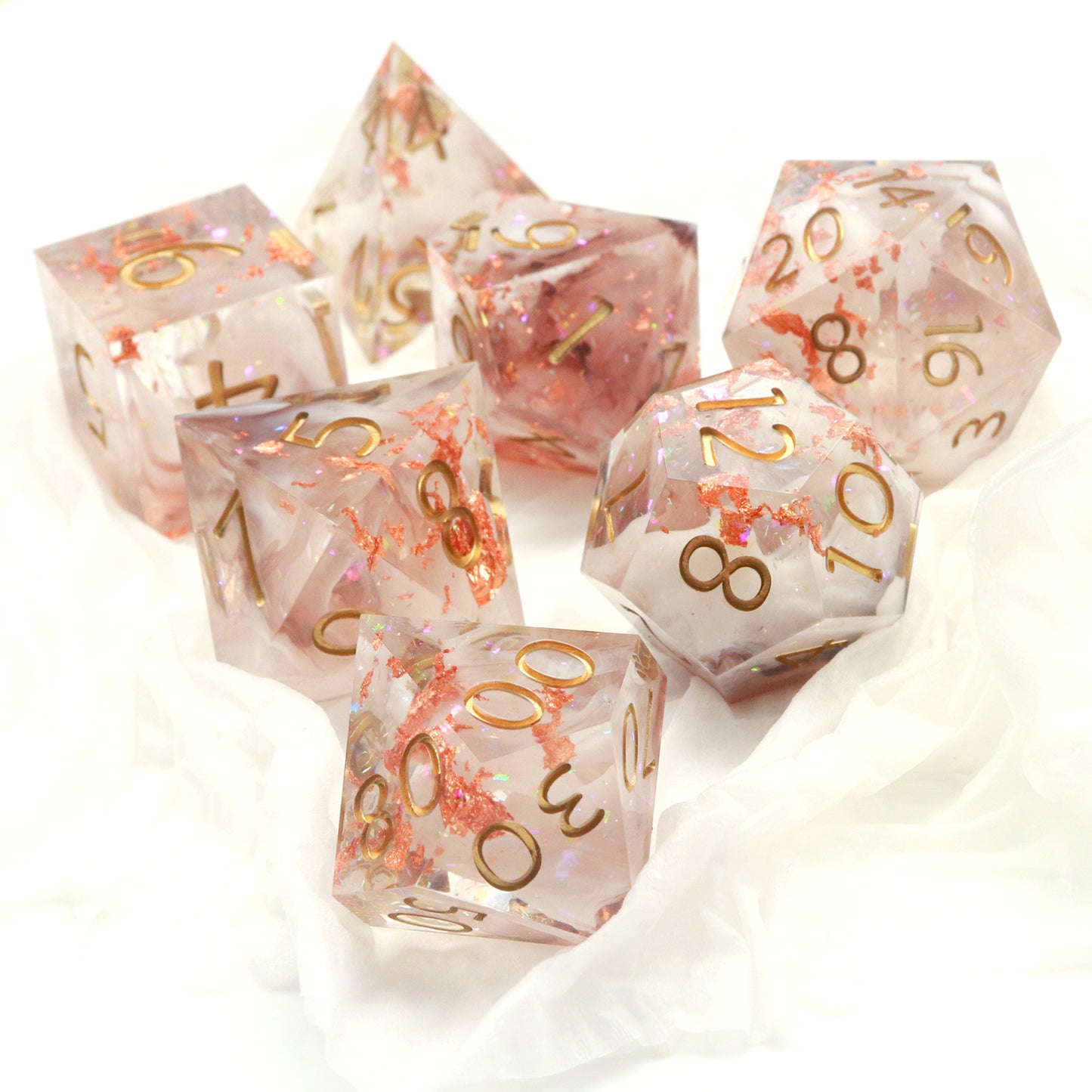 Haxtec Sharp Edge Dice Set DND Dice D&D Dice for Dungeons and Dragons Gift-Fairy Dust