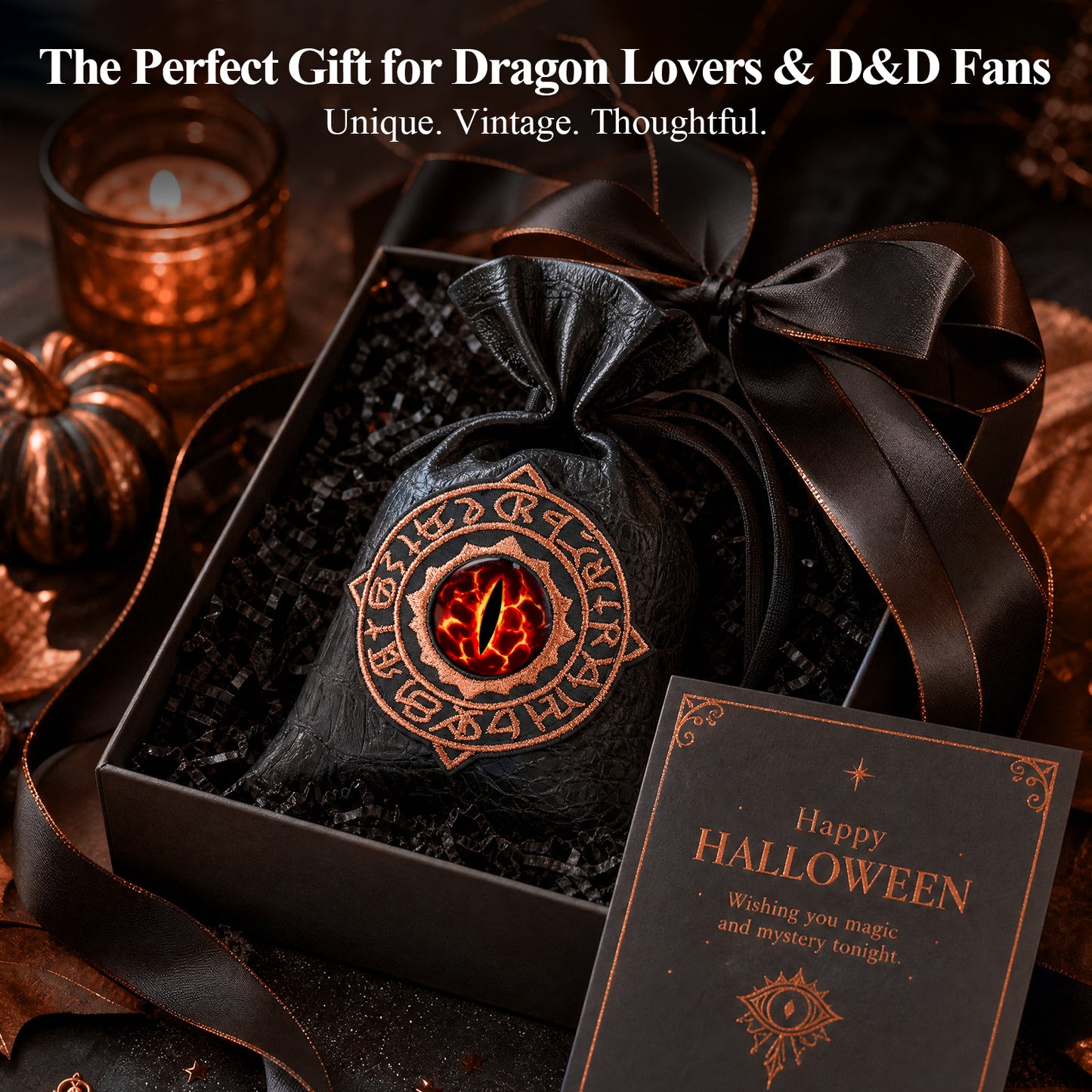Haxtec Embroidered Rune-Infused Red Dragon Eye PU Leather Bag