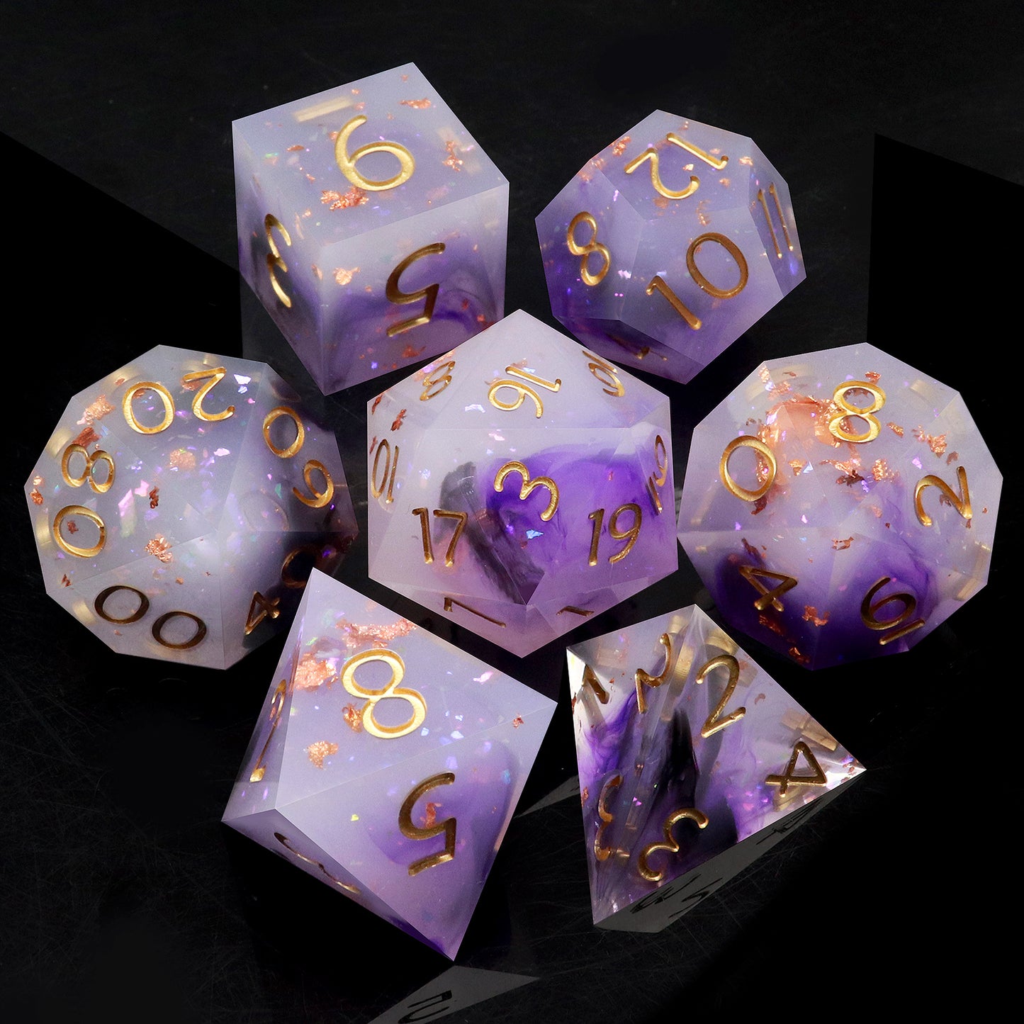 Haxtec Sharp Edge Dice Set DND Dice D&D Dice for Dungeons and Dragons Gift- Nebula