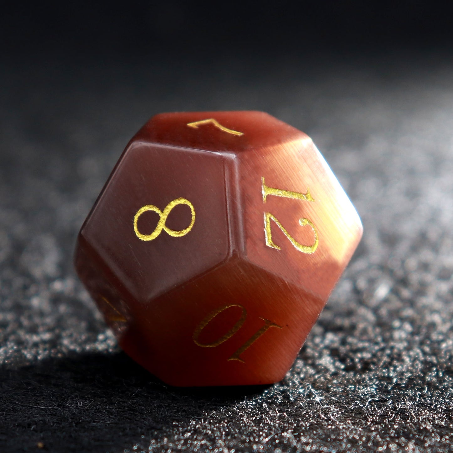 Coffee Cat Eye Stone DND Dice Set with Premium Dice Case