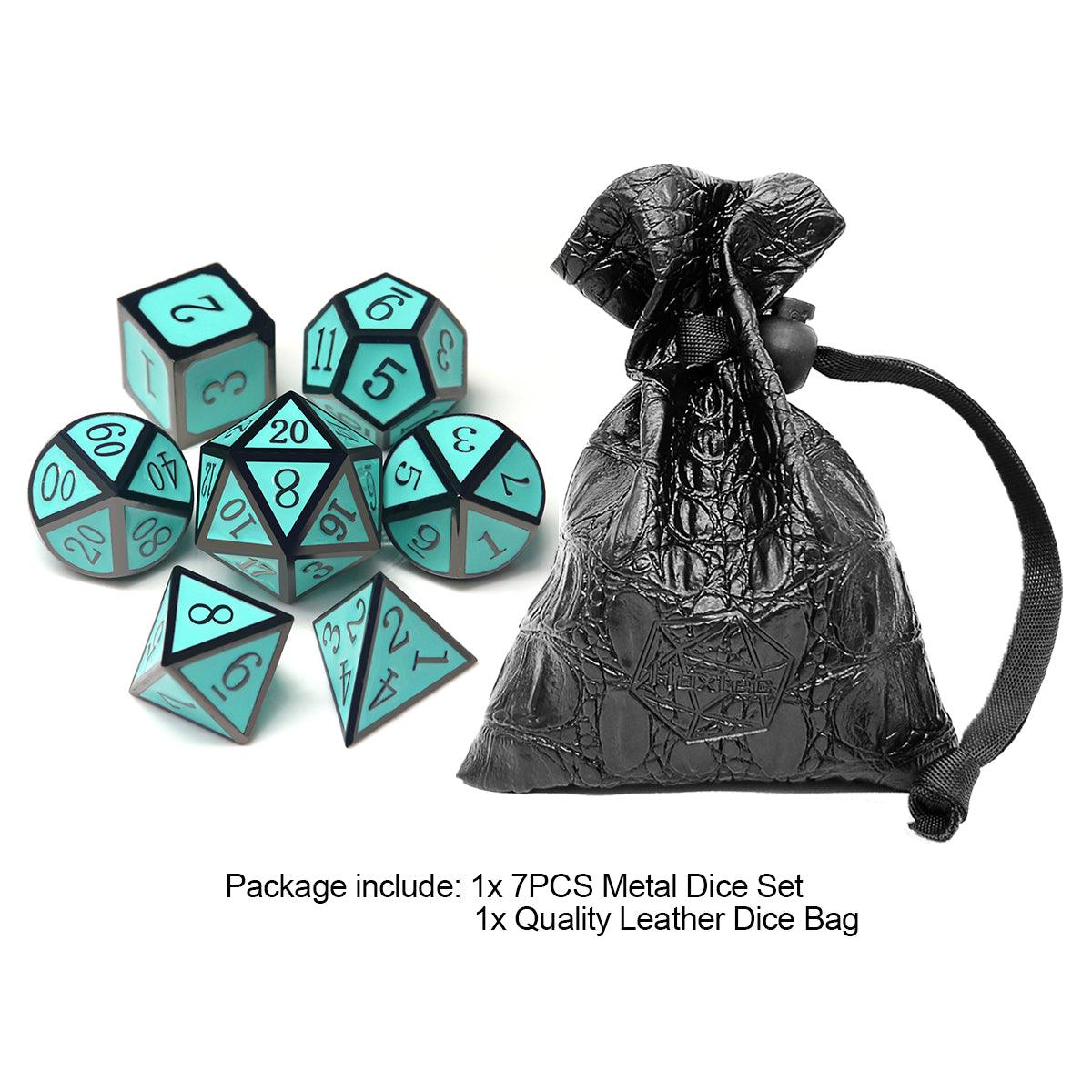 Haxtec Black Blue Metal DND Dice Set for Dungeons and Dragons -Black Robin