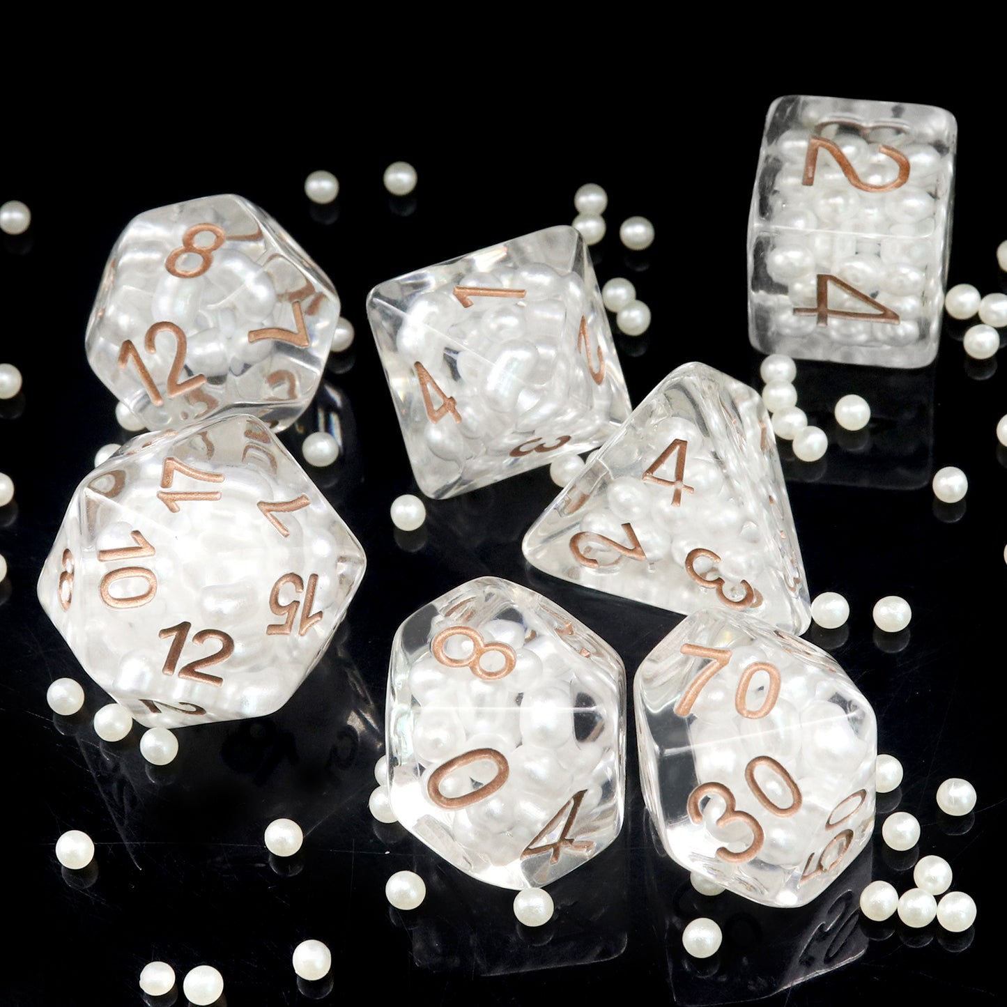 Haxtec DND Dice Set 7PCS Pearl Polyhedral Resin Dice Set