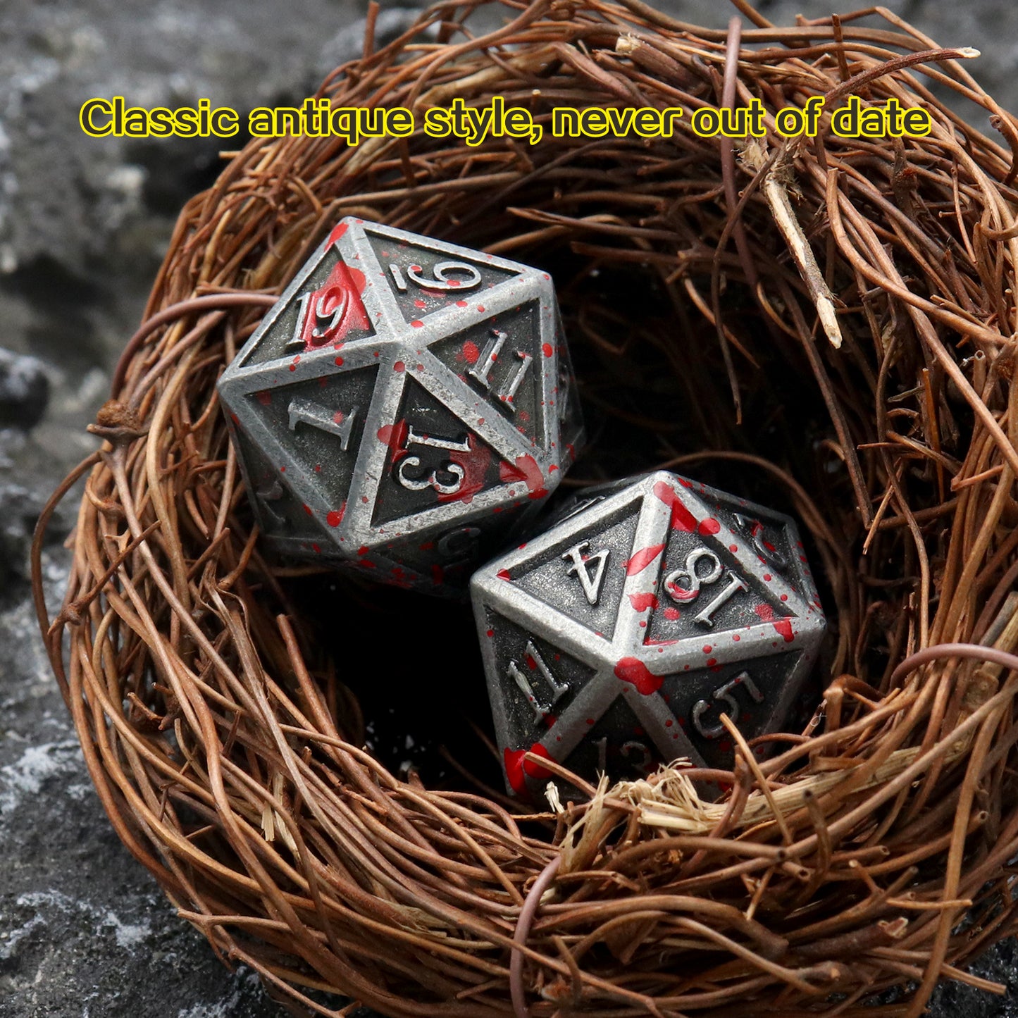 Antique Iron D20 Metal Dice 2Pack