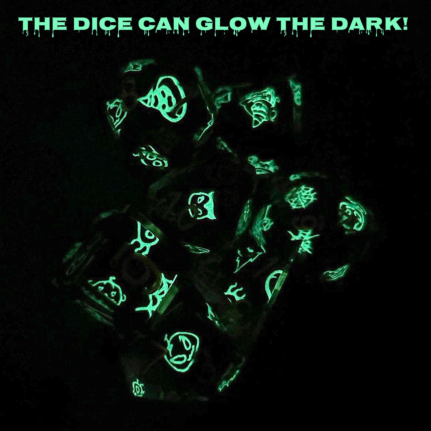 Haxtec Halloween Sharp Edge Dice Set DND Dice Glowing in the Dark D&D Dice for RPG Role Playing Dungeons and Dragons Gift