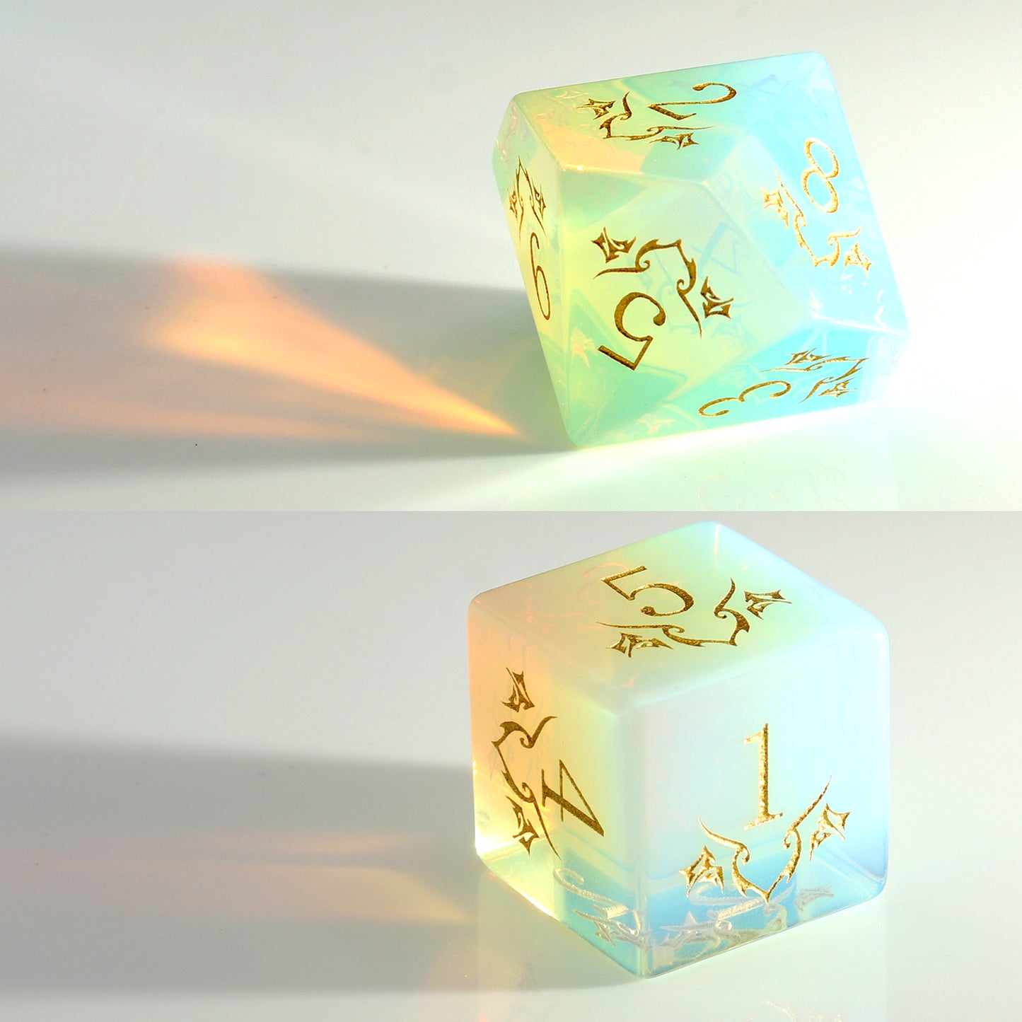 Haxtec Opalite Gemstone DND Dice Set Pheonix Pattern Opal Dice Set D&D