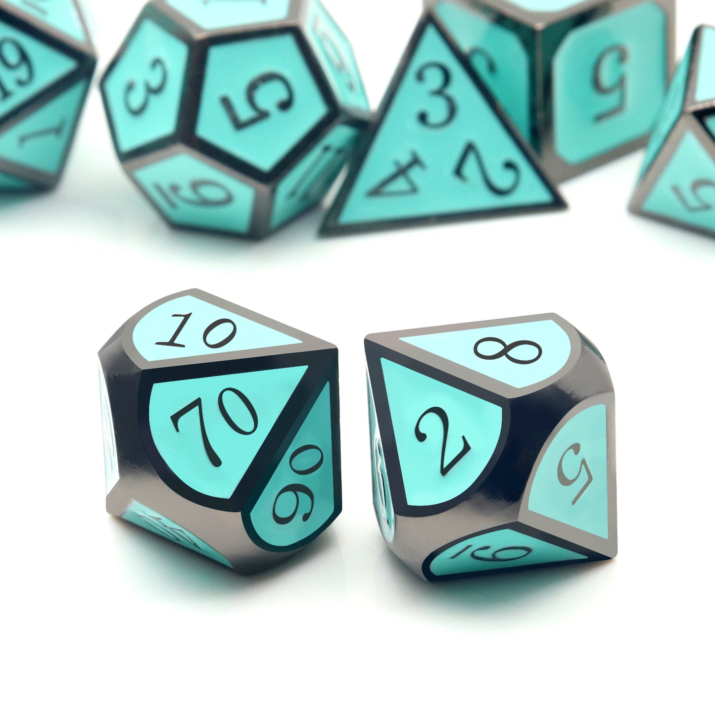 Haxtec Black Blue Metal DND Dice Set for Dungeons and Dragons -Black Robin