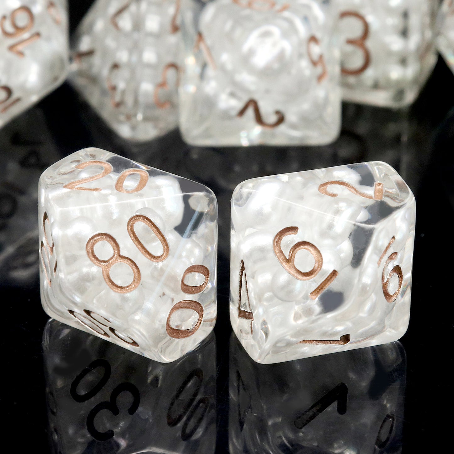 Haxtec DND Dice Set 7PCS Pearl Polyhedral Resin Dice Set