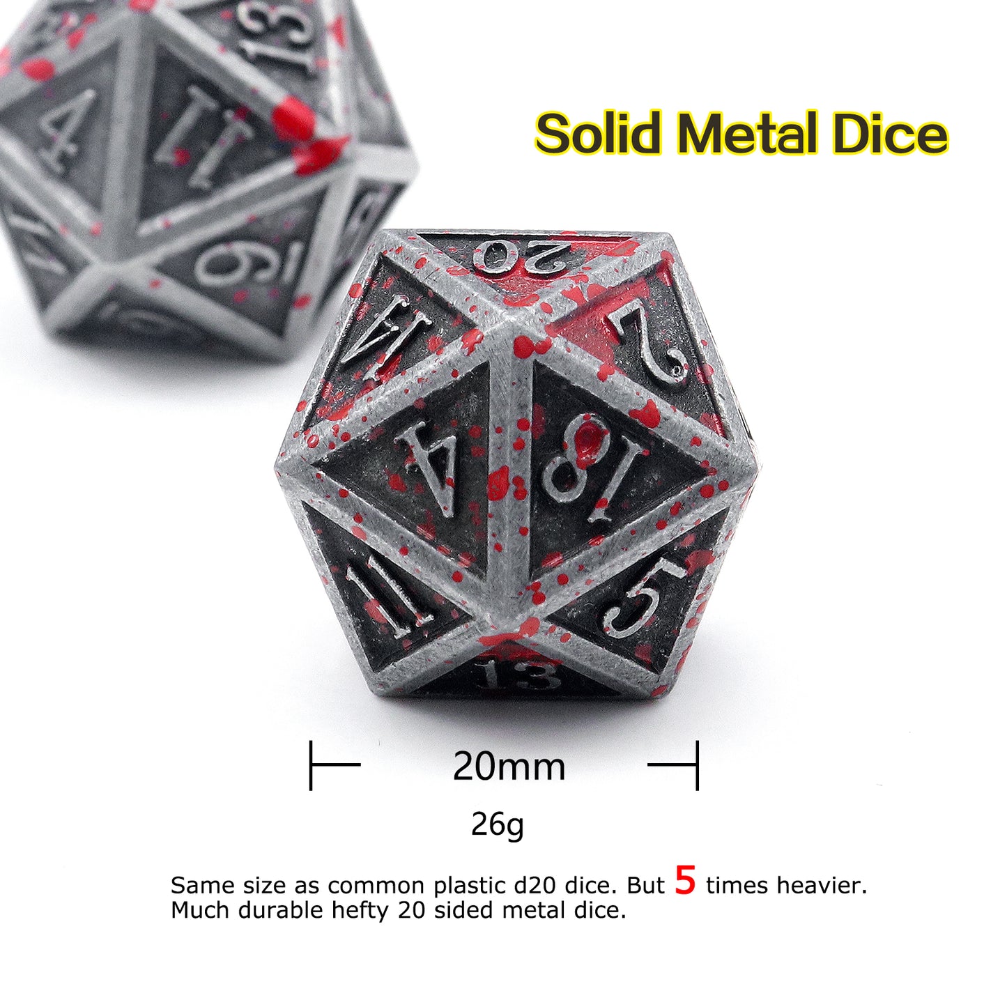 Antique Iron D20 Metal Dice 2Pack