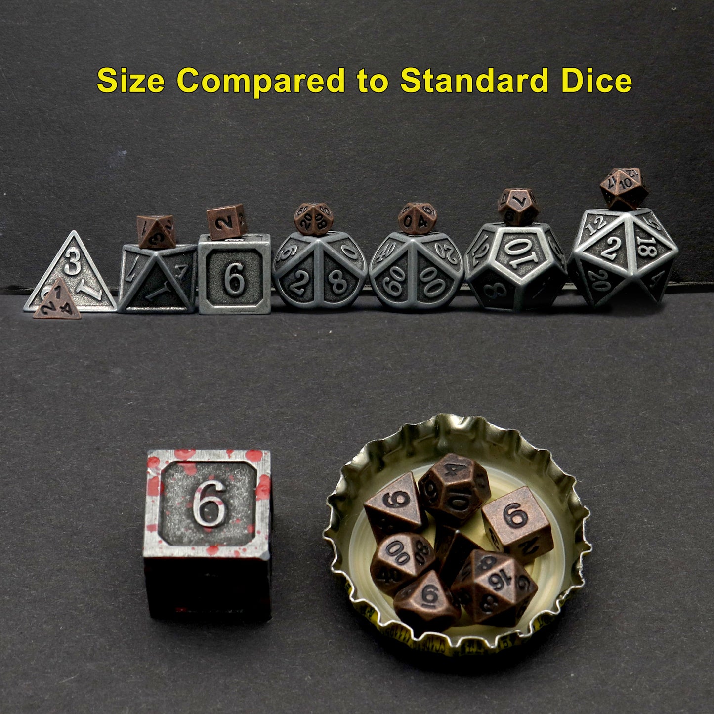 Haxtec 3Pack Mini Metal Dice Set D&D for DND Game with Metal Keychain Dice Case Antique Metal Dice