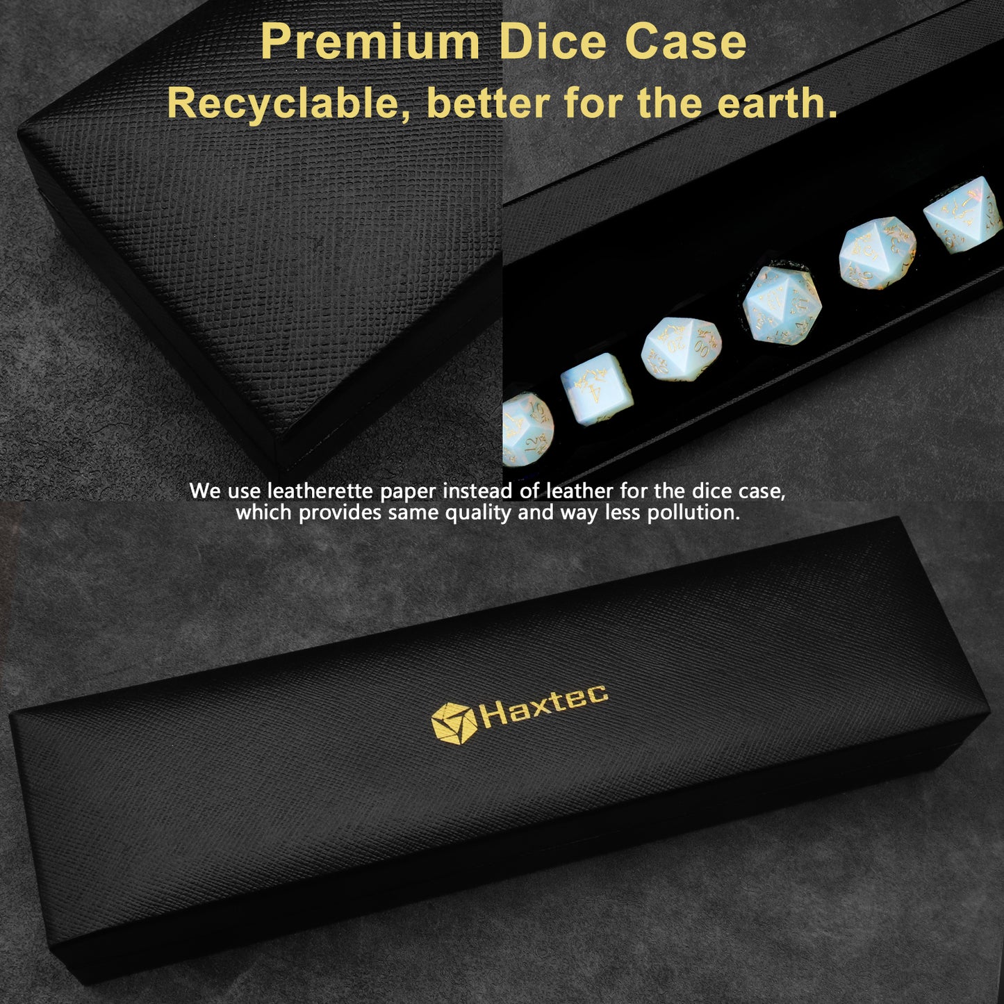 Haxtec Opalite Gemstone DND Dice Set Pheonix Pattern Opal Dice Set D&D