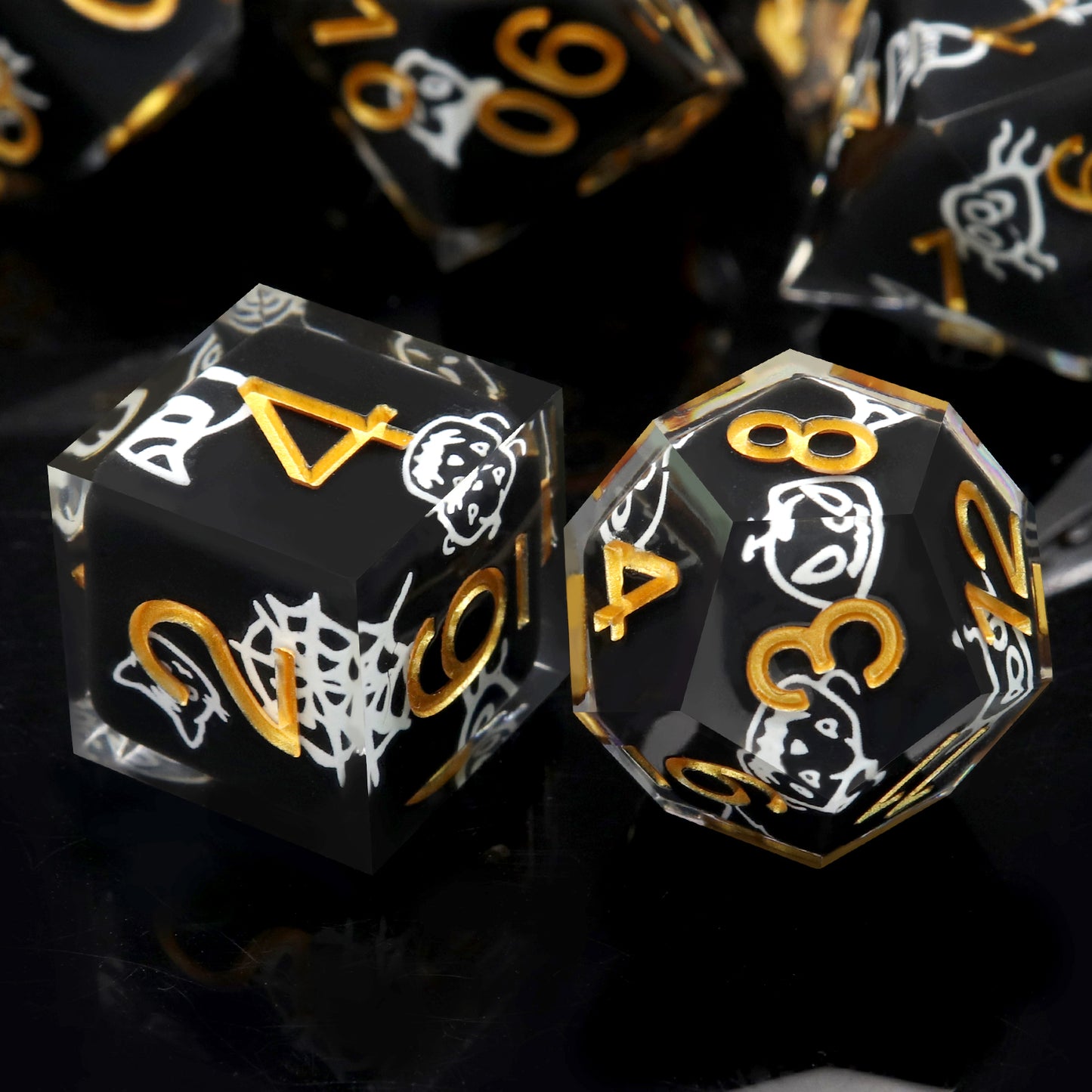 Haxtec Halloween Sharp Edge Dice Set DND Dice Glowing in the Dark D&D Dice for RPG Role Playing Dungeons and Dragons Gift