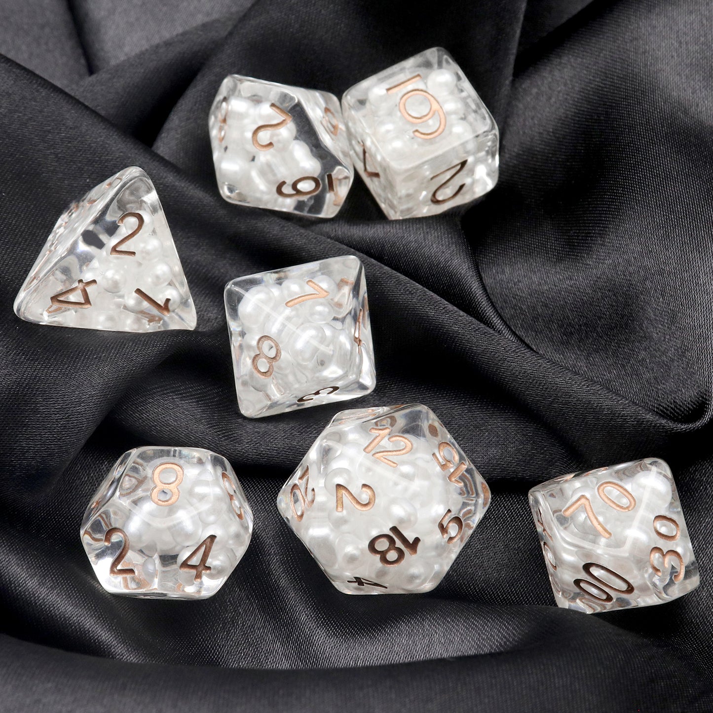 Haxtec DND Dice Set 7PCS Pearl Polyhedral Resin Dice Set