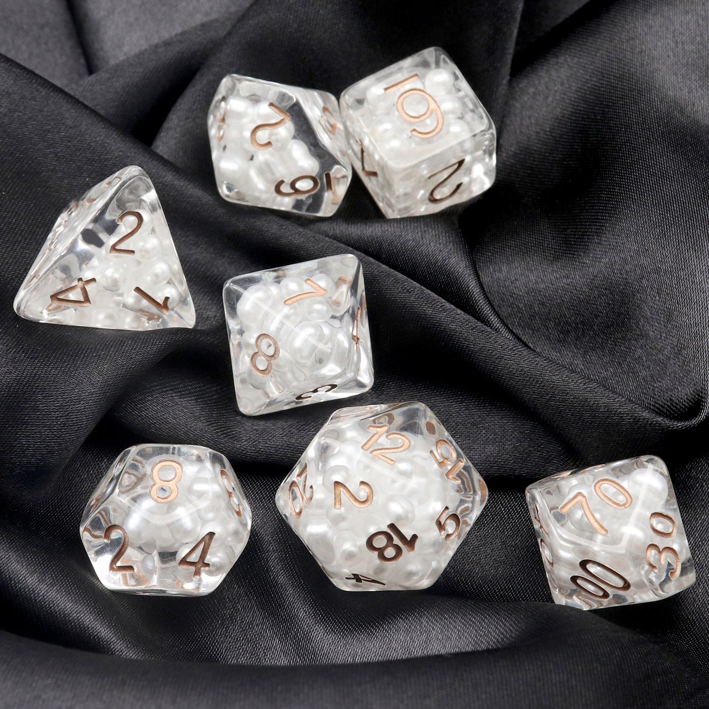 Haxtec DND Dice Set 7PCS Pearl Polyhedral Resin Dice Set