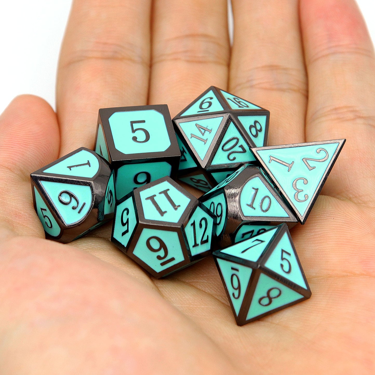 Haxtec Black Blue Metal DND Dice Set for Dungeons and Dragons -Black Robin
