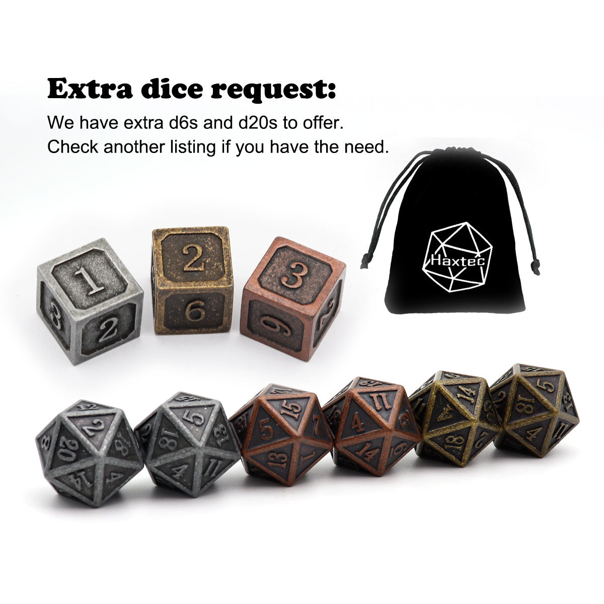 Antique Metal DND Dice Set-2Pack(Antique Copper+Antique Bronze)