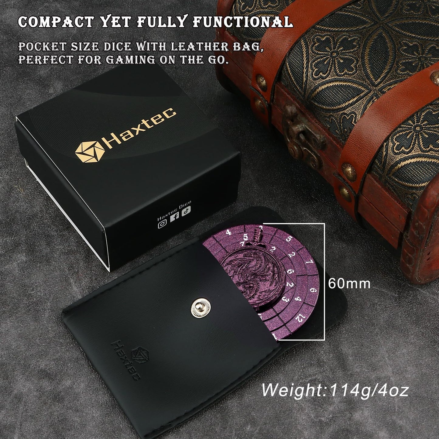 Spinner Dice 7-in-1 Metal DND Dice Set Fidget Spinner Dice Dragon Sword Novelty DND Gifts Purple