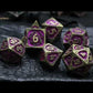 Haxtec Antique Iron Metal DND Dice Set Purple With Dragon Pattern Leather Dice Bag for Dungoens and Dragons RPG Gifts