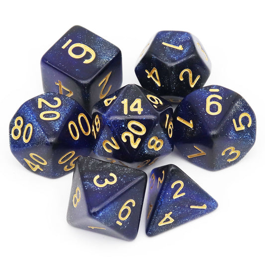 7PCS Nebula Glitter DND Dice Set-Blue Black Nebula