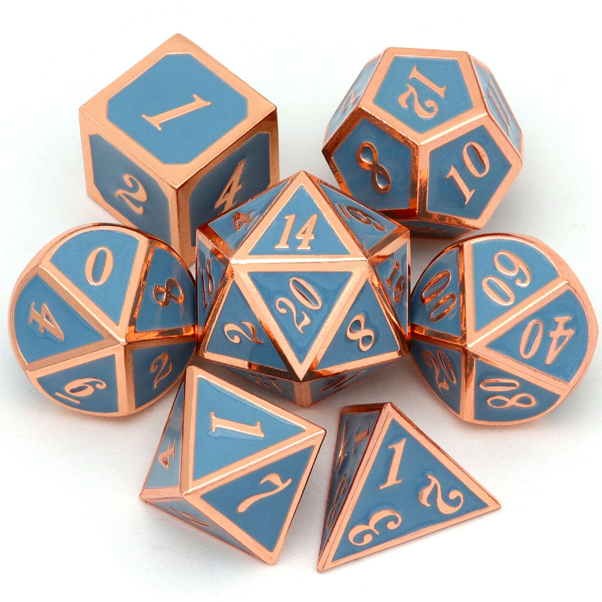 copper dice, metal dice, rosegold dice, haxtec dice