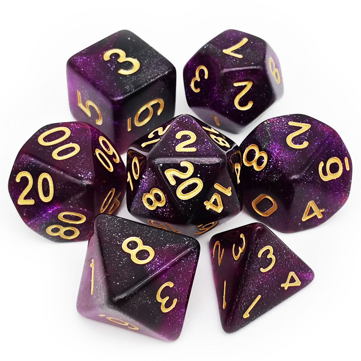 7PCS Nebula Glitter DND Dice Set-Purple Black Nebula