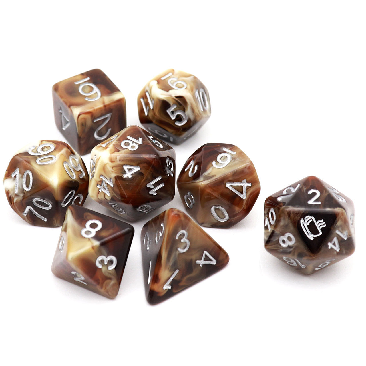 coffee dice d&d dnd dice set haxtec