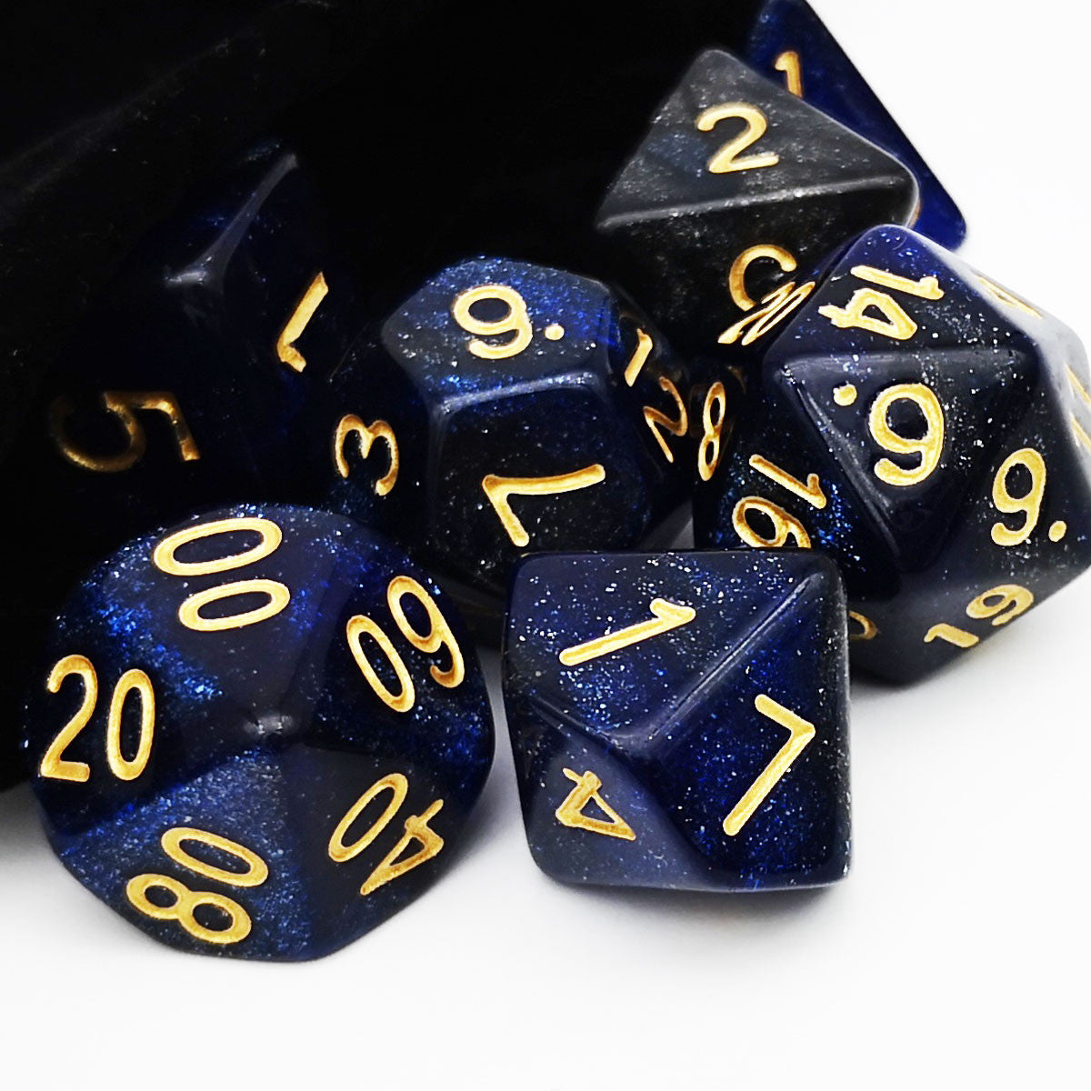 7PCS Nebula Glitter DND Dice Set-Blue Black Nebula