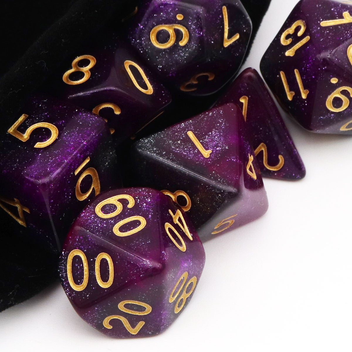 7PCS Nebula Glitter DND Dice Set-Purple Black Nebula