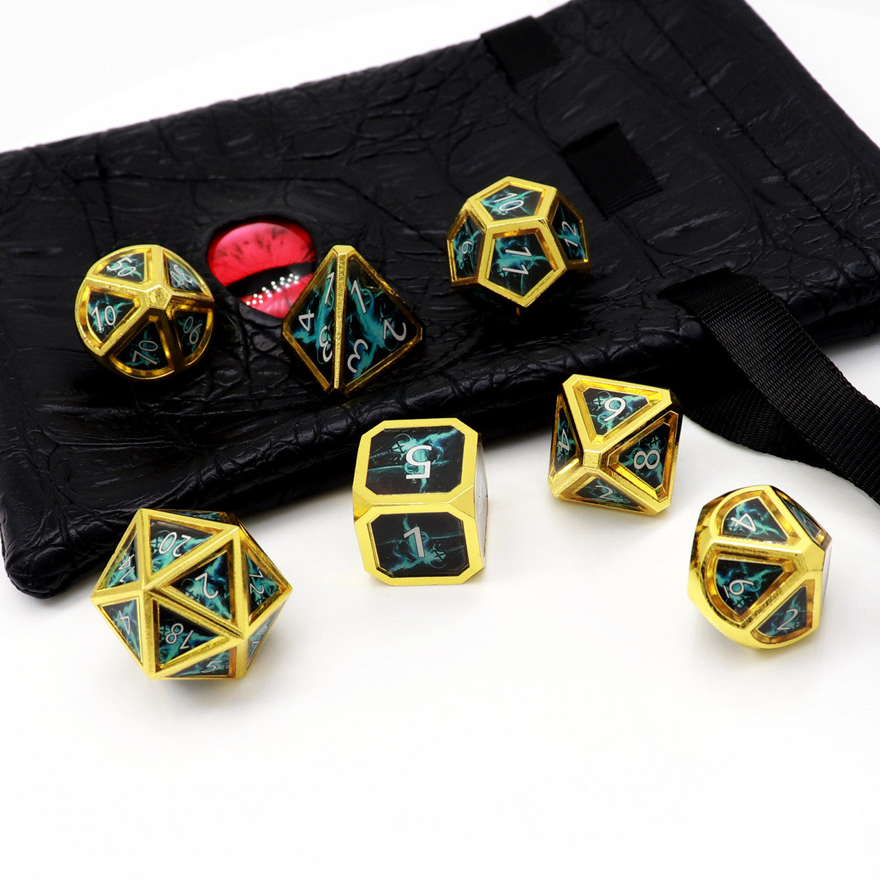 haxtec call lightning spell dice set gold blue real scene dnd dice 5e