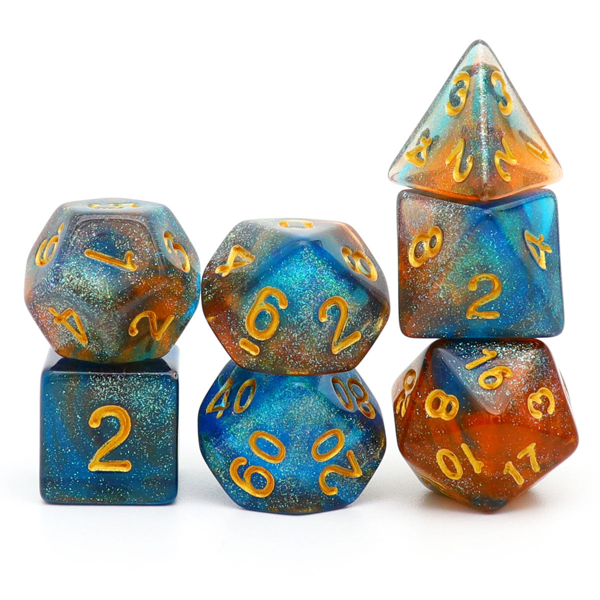 Haxtec Iridescent Glitter DND Dice Set-Fire Opal