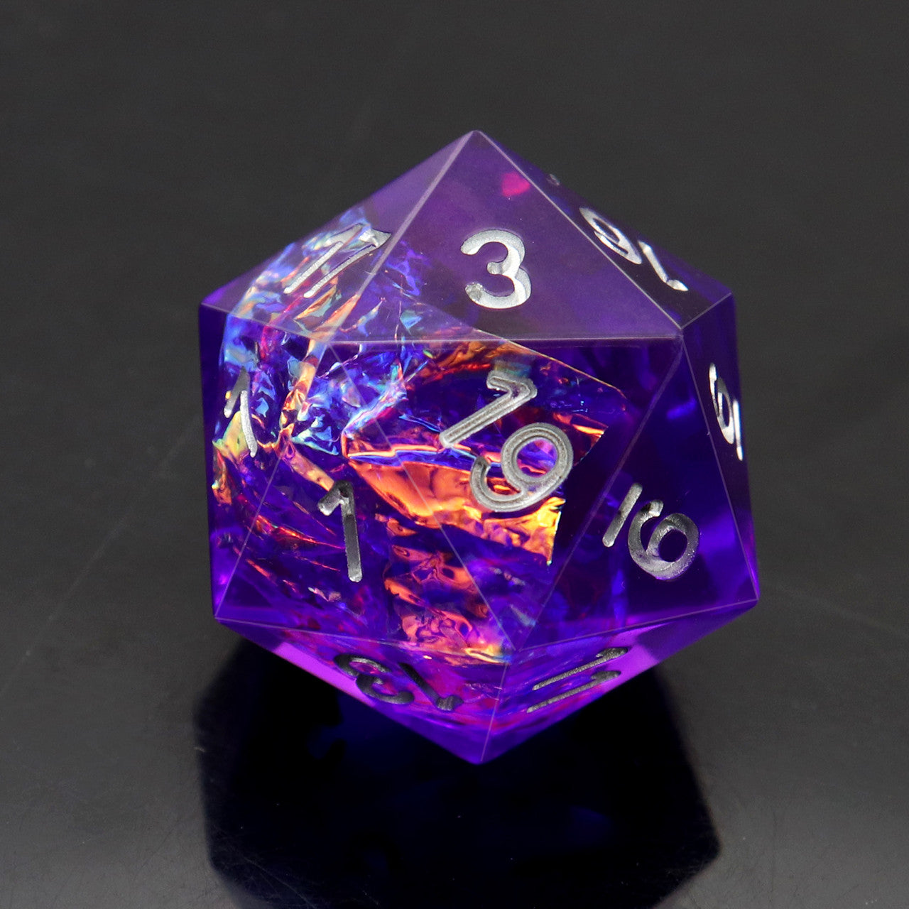Haxtec Sharp Edge Dice Set Violet Purple Resin DND Dice Set With Velvet Dice Vault-Violet Galaxy