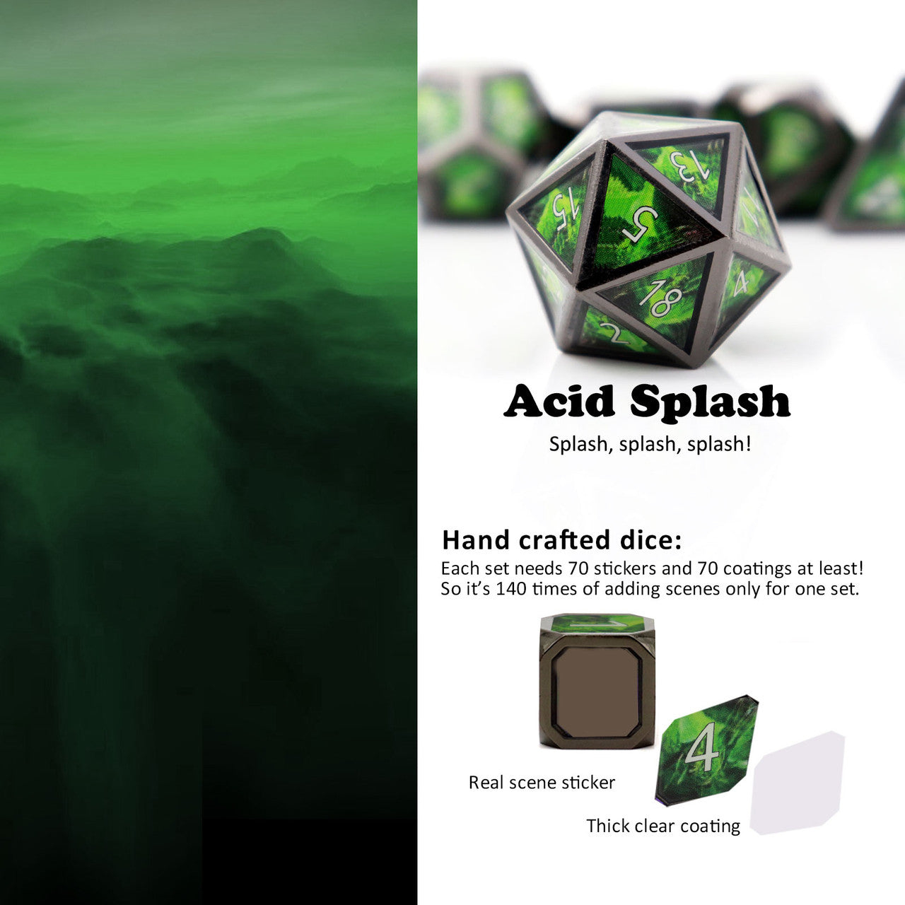 Haxtec Real Scene Metal Dice Spell Dice-Acid Splash