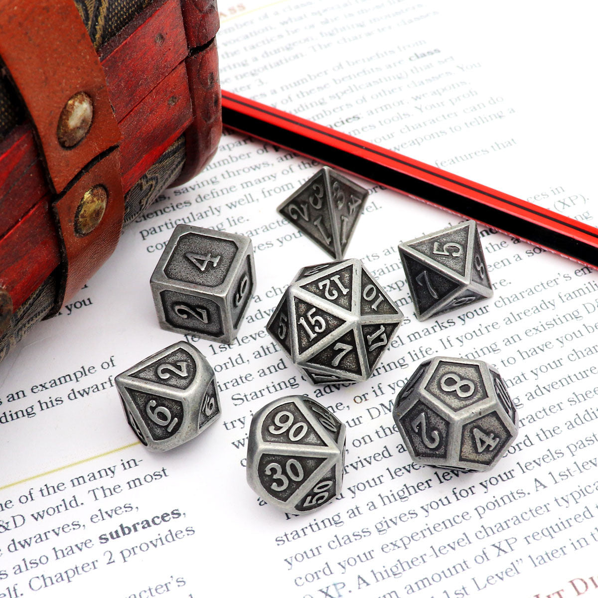 antique dice, antique metal dice, antique iron dice, metal dnd dice, metal dice set, metal dice, metal rpg dice, polyhedral metal dice, dice set, dnd dice, grey dice, black dice, stone dice