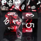 Haxtec Sharp Edge DND Dice Set Red Blood Swirls Resin Dice D&D Dice with Dice Case for RPG Role Playing Games Dungeons and Dragons Gift-White Ink
