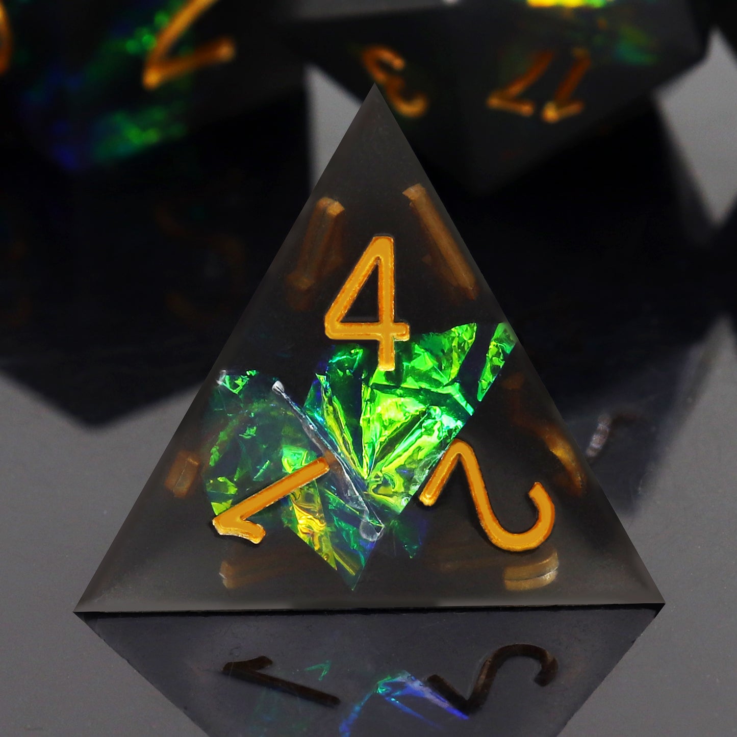 Haxtec Sharp Edge Resin Dice with Dice Case Black Iridecent D&D Dice for RPG Dungeons and Dragons Black Galaxy