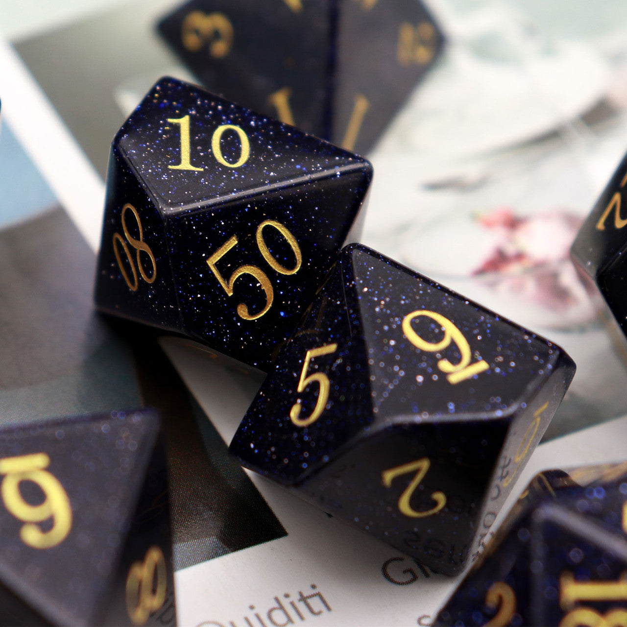 blue sandstone dice, sandstone dice, stone dice, blue dice, gemstone dice